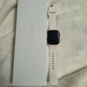 Apple White Watch with Square Display and Silicone Band